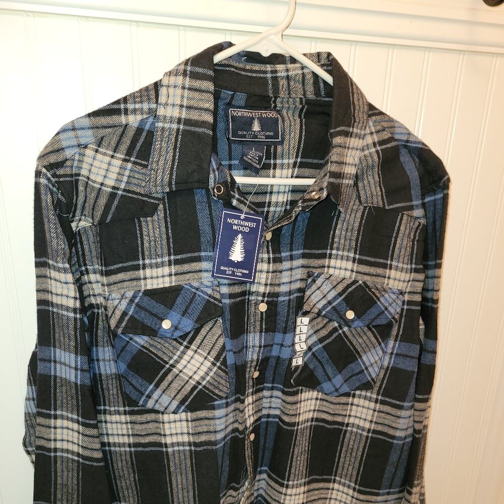 NWT Northwest Wood Flannel Blue Large
